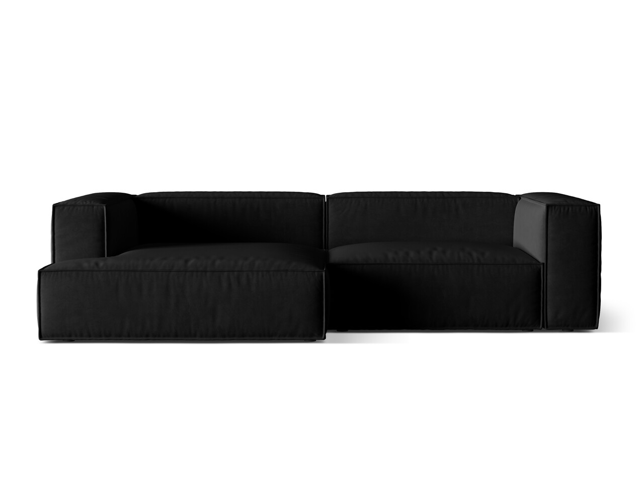 Coltar modular stanga 4 locuri, Nuria-88, Micadoni Home, 292x147x72 cm, catifea, negru Colțare